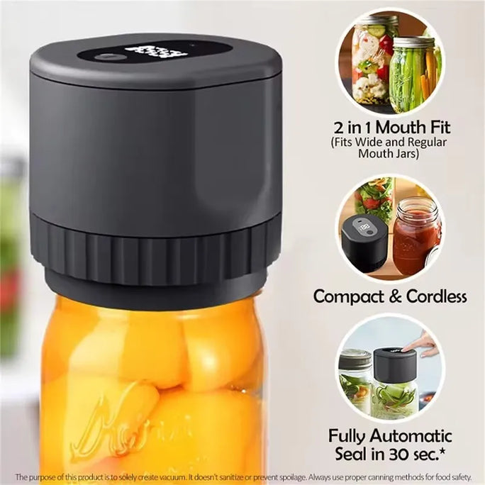 Wancle Electric Mason Jar Vacuum Sealer LCD Digital Display Cordless Vacuum Sealer Kit for Wide and Regular Mouth Mason Jars