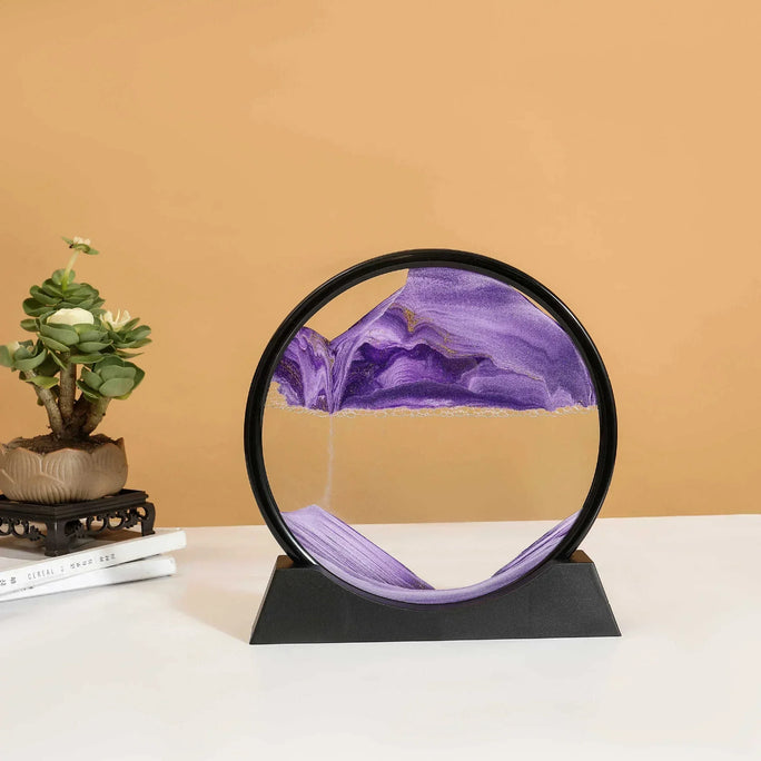 3D Sandscape Moving Sand Art Picture Quicksand Craft Round Glass Deep Sea Liquid Hourglass Flowing Sand Painting Home Decor Gift