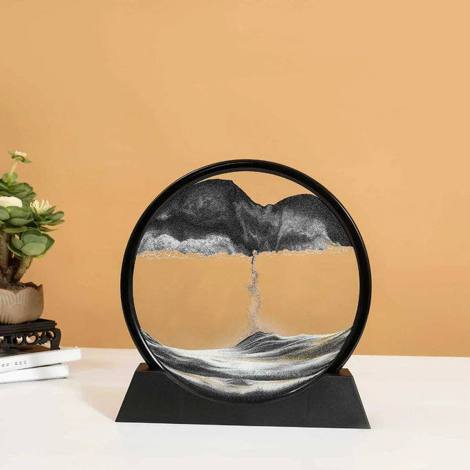 3D Sandscape Moving Sand Art Picture Quicksand Craft Round Glass Deep Sea Liquid Hourglass Flowing Sand Painting Home Decor Gift