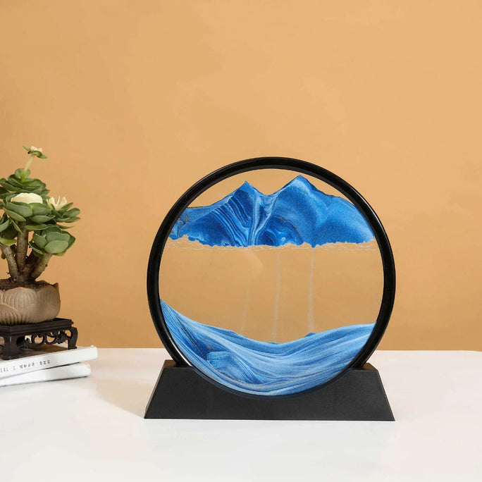 3D Sandscape Moving Sand Art Picture Quicksand Craft Round Glass Deep Sea Liquid Hourglass Flowing Sand Painting Home Decor Gift
