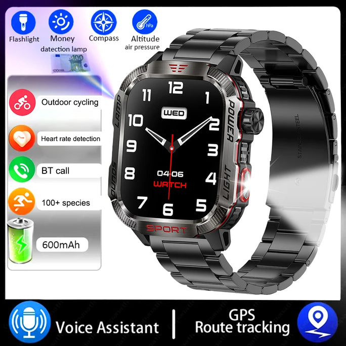 2024 New Outdoor Smartwatch Men Sports Fitness Tracker 2.01-inch IPS IP68 Waterproof Compass Bluetooth Call 600Mah Smartwatch