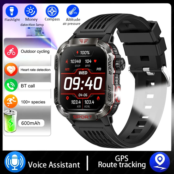 2024 New Outdoor Smartwatch Men Sports Fitness Tracker 2.01-inch IPS IP68 Waterproof Compass Bluetooth Call 600Mah Smartwatch