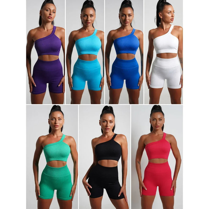 2\5PCS Seamless Yoga Sets Sports Fitness High Waist Hip Raise Pants Shorts Long-sleeved Suits Workout Gym Leggings Set for Women