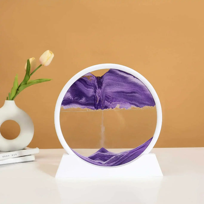 3D Sandscape Moving Sand Art Picture Quicksand Craft Round Glass Deep Sea Liquid Hourglass Flowing Sand Painting Home Decor Gift
