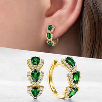 CAOSHI Temperament Elegant Female Hoop Earrings for Wedding Ceremony Blue Zirconia Crystal Accessories for Engagement Party
