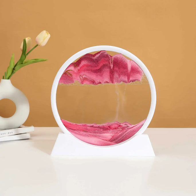3D Sandscape Moving Sand Art Picture Quicksand Craft Round Glass Deep Sea Liquid Hourglass Flowing Sand Painting Home Decor Gift