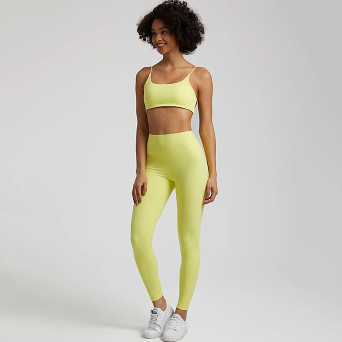 Buttery Soft Two Piece Gym Set for Women Workout Clothes Gym Leggings Backless Sports Bra Suits New In Matching Yoga Pant Sets